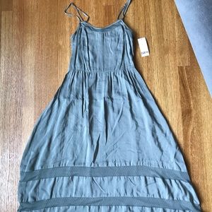 Bar III olive green spaghetti strap dress